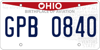 OH license plate GPB0840