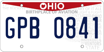 OH license plate GPB0841