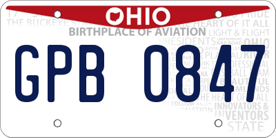 OH license plate GPB0847