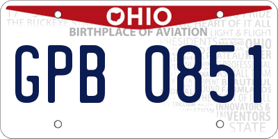 OH license plate GPB0851