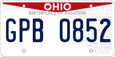 OH license plate GPB0852