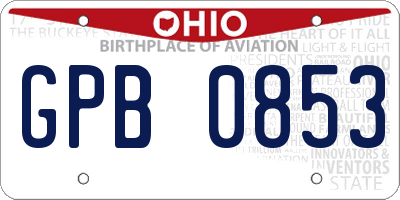 OH license plate GPB0853