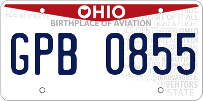 OH license plate GPB0855