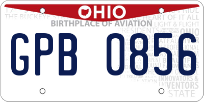OH license plate GPB0856