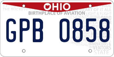 OH license plate GPB0858