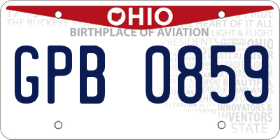 OH license plate GPB0859