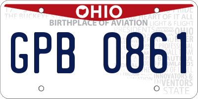 OH license plate GPB0861