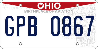 OH license plate GPB0867