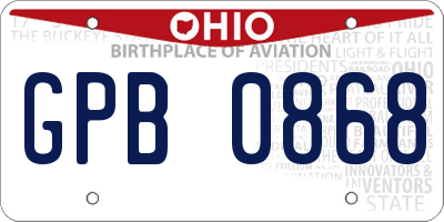 OH license plate GPB0868