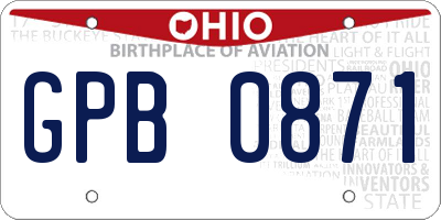 OH license plate GPB0871