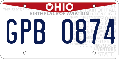 OH license plate GPB0874