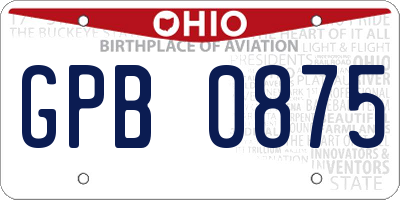 OH license plate GPB0875