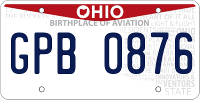OH license plate GPB0876