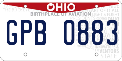 OH license plate GPB0883