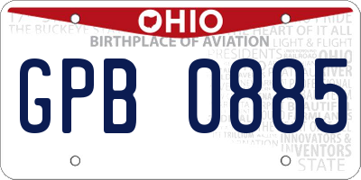 OH license plate GPB0885