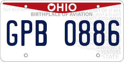 OH license plate GPB0886