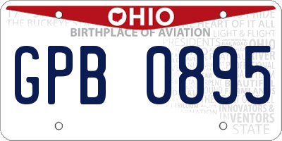 OH license plate GPB0895