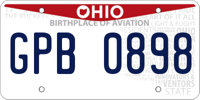 OH license plate GPB0898