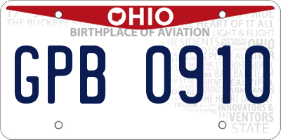 OH license plate GPB0910
