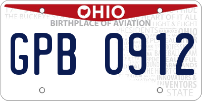 OH license plate GPB0912