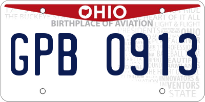 OH license plate GPB0913