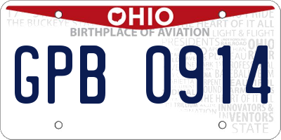 OH license plate GPB0914