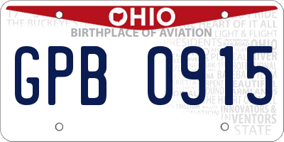 OH license plate GPB0915