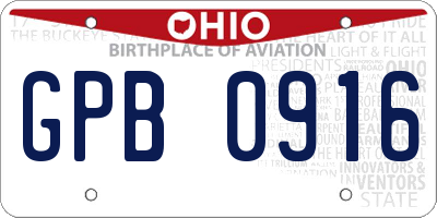 OH license plate GPB0916