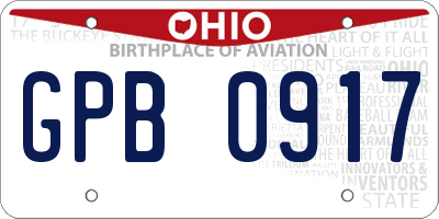 OH license plate GPB0917