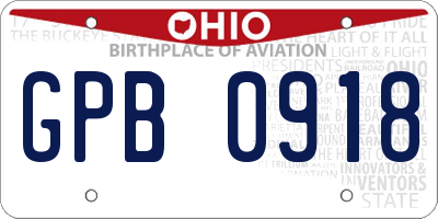 OH license plate GPB0918
