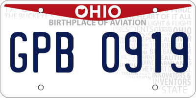 OH license plate GPB0919