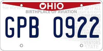 OH license plate GPB0922