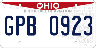 OH license plate GPB0923