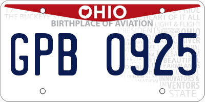 OH license plate GPB0925
