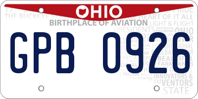OH license plate GPB0926