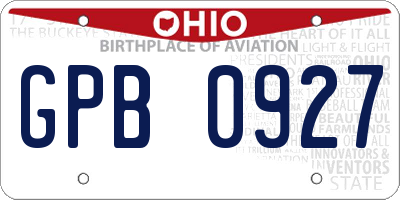 OH license plate GPB0927