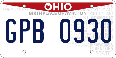 OH license plate GPB0930