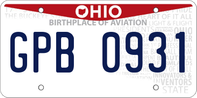 OH license plate GPB0931