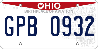OH license plate GPB0932