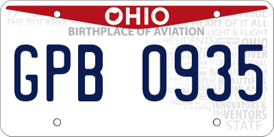 OH license plate GPB0935