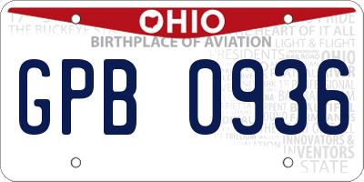 OH license plate GPB0936