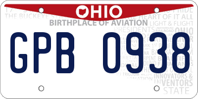 OH license plate GPB0938
