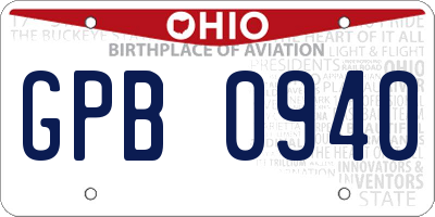 OH license plate GPB0940