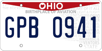 OH license plate GPB0941