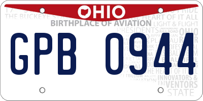 OH license plate GPB0944