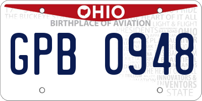 OH license plate GPB0948