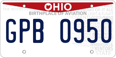 OH license plate GPB0950