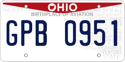 OH license plate GPB0951