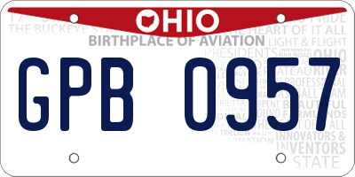 OH license plate GPB0957