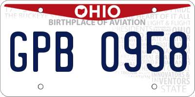 OH license plate GPB0958